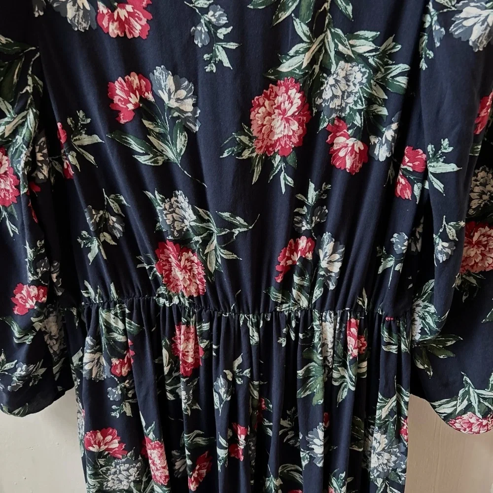 Banana Republic Factory Size Large Puff Long Sleeve Floral Midi Dress Women’s
